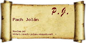 Pach Jolán névjegykártya